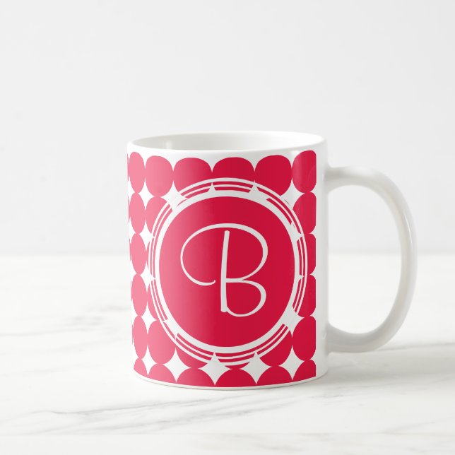 Red Polka Dot Monogram Coffee Mug (Right)