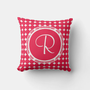 Red Polka Dot Monogram Cushion