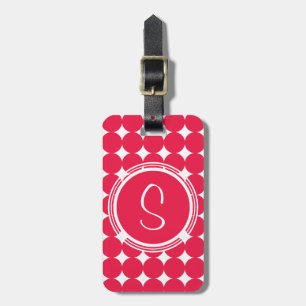 Red Polka Dot Monogram Luggage Tag