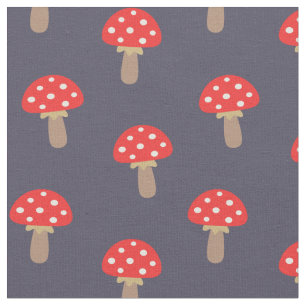 Red Polka Dot Mushrooms Pattern Fabric