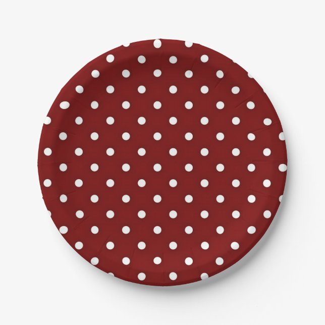 Red Polka Dot  Paper Plate (Front)