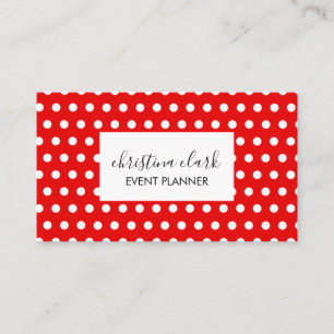 Red Polka Dot Pattern Fun Custom Personalised Business Card