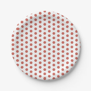 Red Polka Dot Pattern on White Simple Minimalist Paper Plate