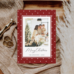 Red Polka Dot Photo Merry Christmas Holiday Card