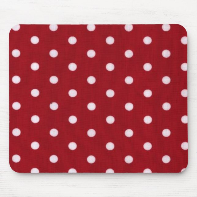 Red Polka Dot Print Mouse Mat (Front)