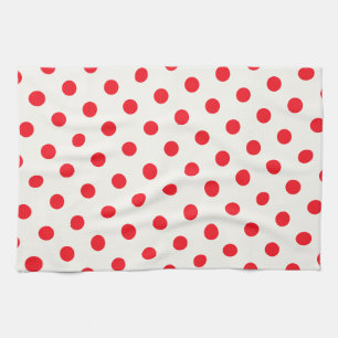 Red Polka Dot Retro Design Tea Towel