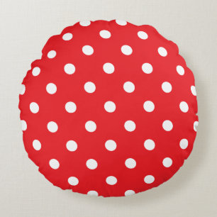 Red Polka Dot Round Cushion