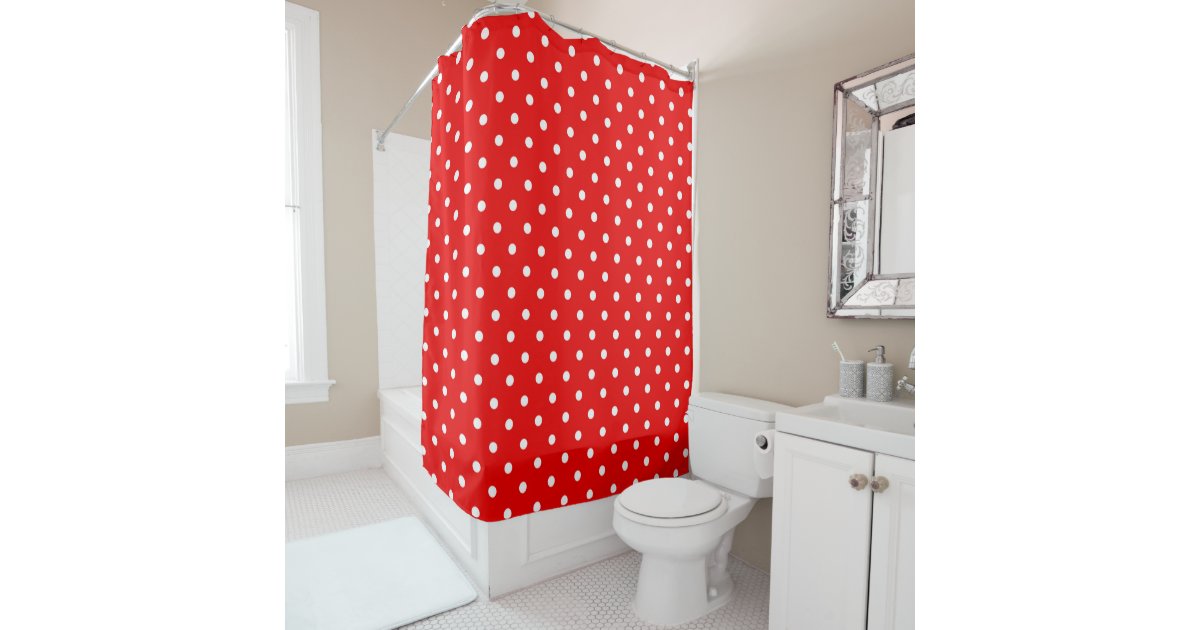 Red polka dot shower curtain Zazzle.co.uk