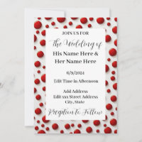 Red Polka Dot Style Wedding Invitation Personalise