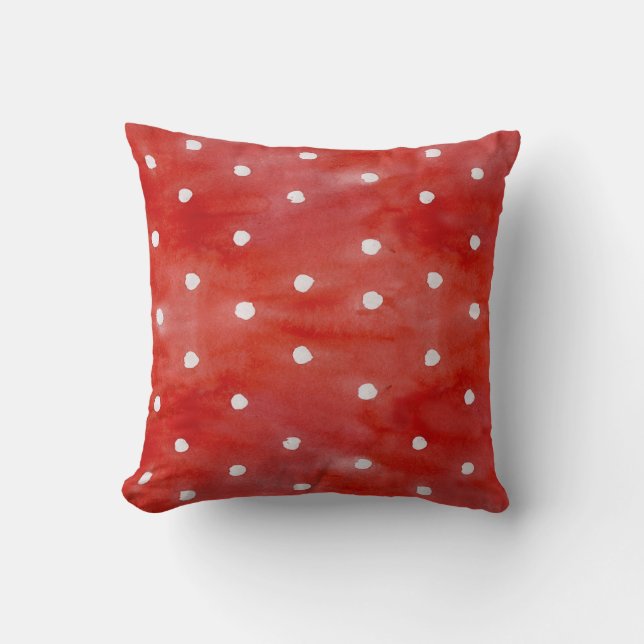 Red polka dot, watercolor seamless pattern. cushion (Front)