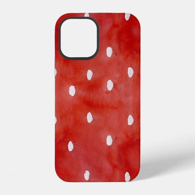 Red polka dot, watercolor seamless pattern. iPhone case (Back)