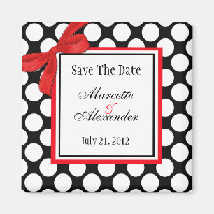 Red Polka Dot Wedding Save The Date Magnet