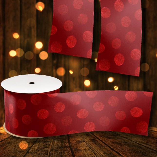  Red Polka Dots Abstract Modern Elegant Christmas Satin Ribbon (Creator Uploaded)