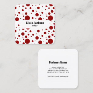Red Polka Dots Abstract Pattern Square Business Card