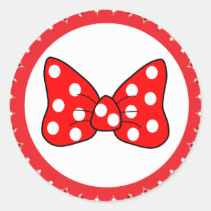 Red Polka Dots Bow on White Background Classic Rou Classic Round Sticker