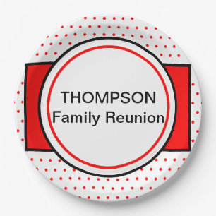 Red Polka Dots Family Reunion Paper Plate