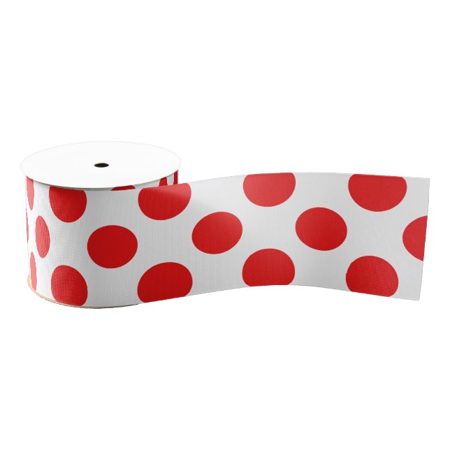 Red Polka Dots Grosgrain Ribbon (Spool)