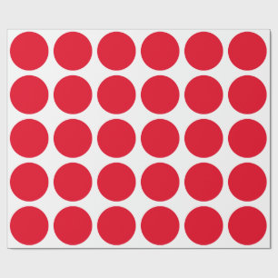 Red Polka Dots Large Geometric Pattern White Wrapping Paper