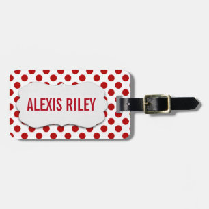red polka dots luggage tag