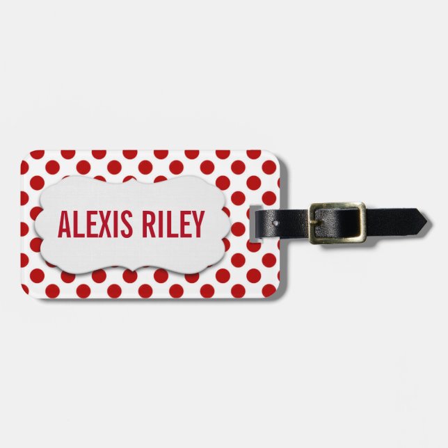 red polka dots luggage tag (Front Horizontal)