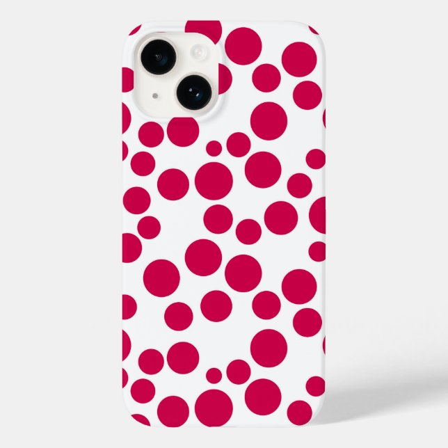 red polka dots on a white background Case-Mate iPhone case (Back)