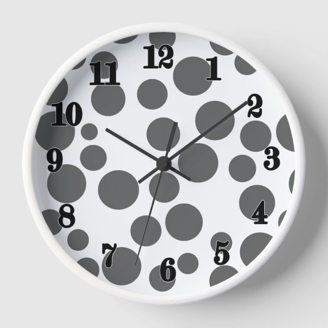 red polka dots on a white background clock (Front)
