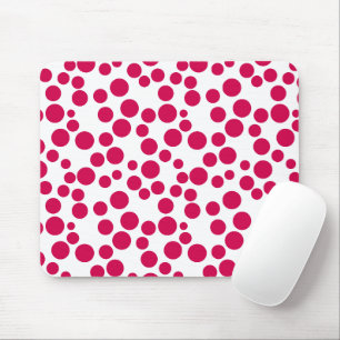 red polka dots on a white background mouse mat