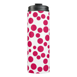 red polka dots on a white background thermal tumbler