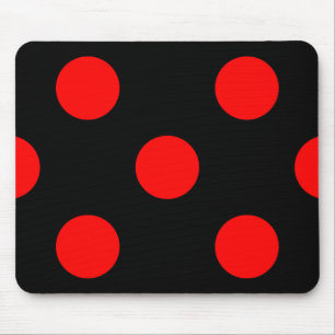 Red Polka Dots on Black Mousepad