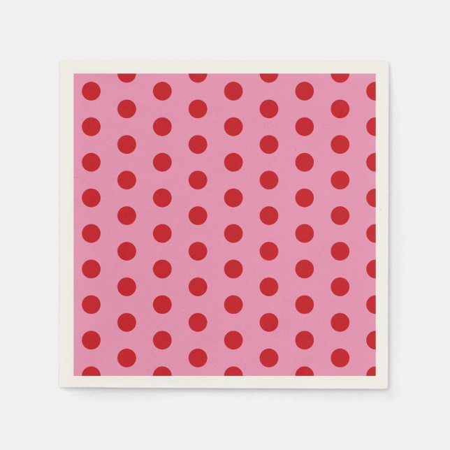 Red Polka Dots on Pink Napkin (Front)