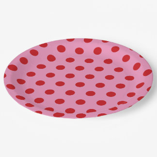 Red Polka Dots on Pink Paper Plate