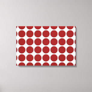 Red Polka Dots on White Canvas Print