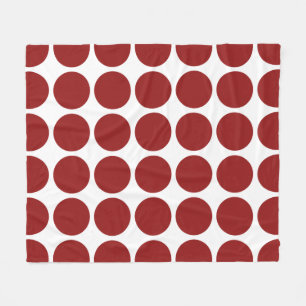 Red Polka Dots on White Fleece Blanket