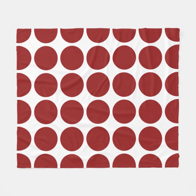 Red Polka Dots on White Fleece Blanket (Front (Horizontal))