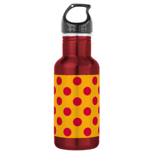 Red polka dots on yellow 532 ml water bottle