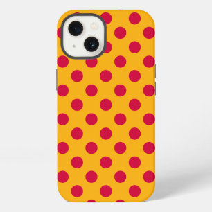 Red polka dots on yellow Case-Mate iPhone case