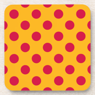 Red polka dots on yellow coaster