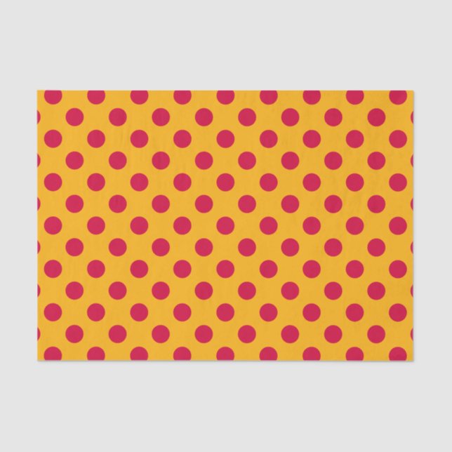 Red polka dots on yellow tissue paper (Front)