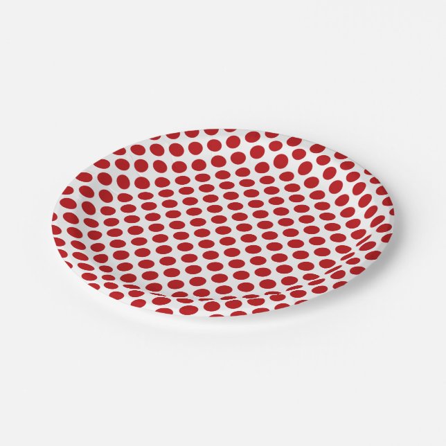 Red Polka Dots Paper Plate (Angled)