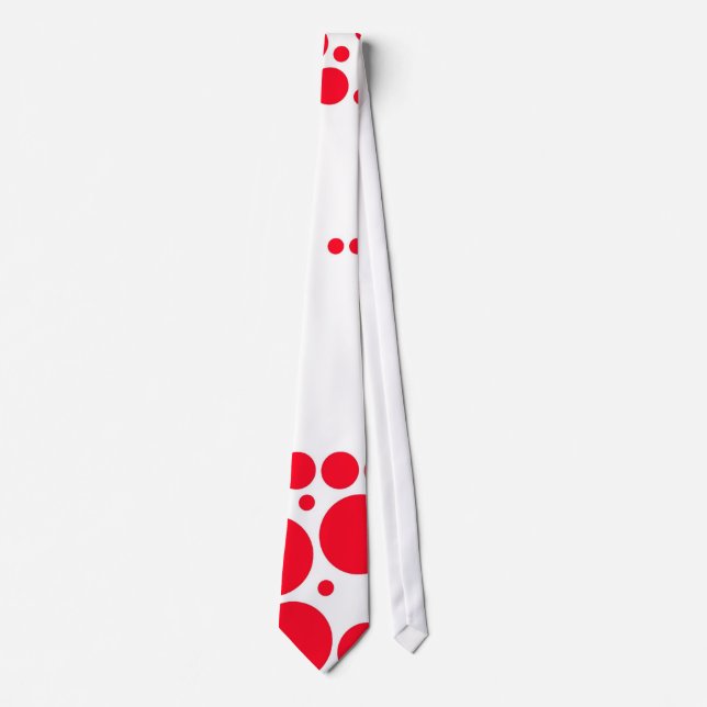 Red Polka Dots Pattern Art Design Tie (Front)