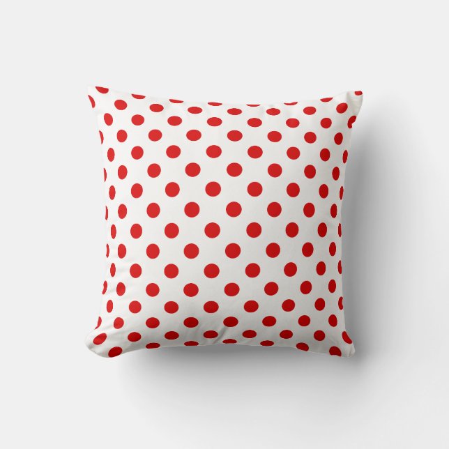 Red Polka Dots Pattern on White Background Cushion (Front)