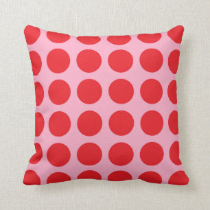 Red Polka Dots Pink Cushion