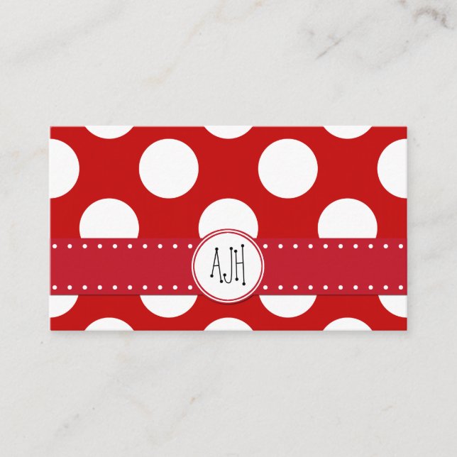 Red Polka Dots, Polka Dot Pattern, Dots, Dotted Business Card (Front)