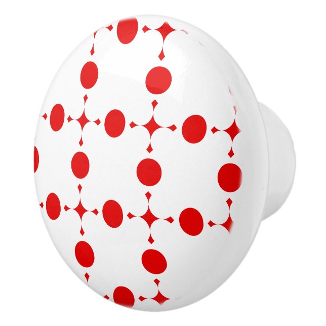 Red Polka Dots, Polka Dot Pattern, Dots, Dotted Ceramic Knob (Right)