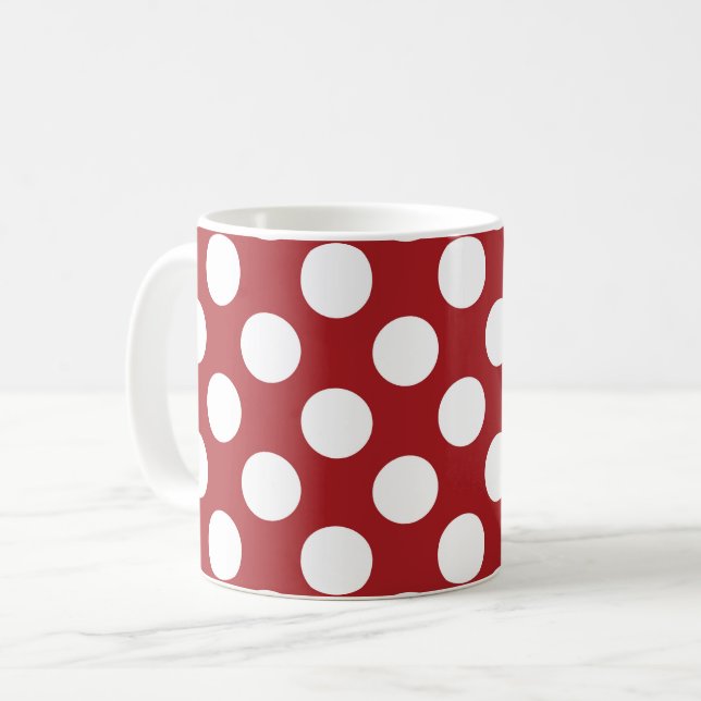 Red Polka Dots, Polka Dot Pattern, Dots, Dotted Coffee Mug (Front Left)