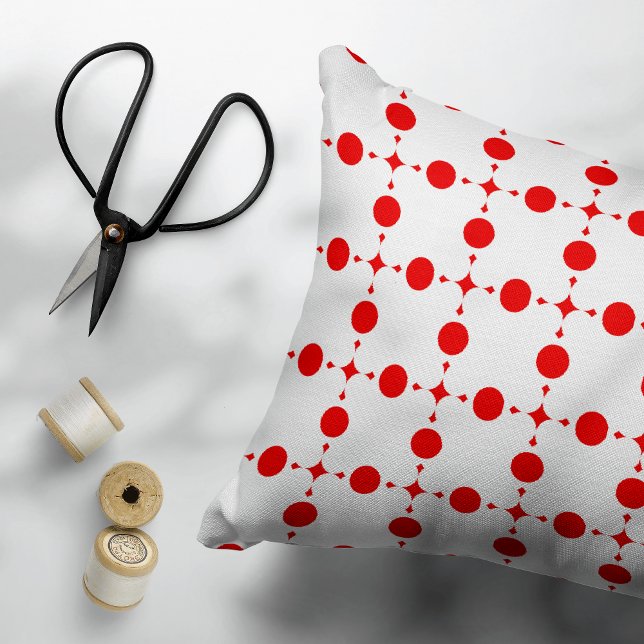 Red Polka Dots, Polka Dot Pattern, Dots, Dotted Decorative Cushion (Creator Uploaded)