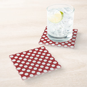 Red Polka Dots, Polka Dot Pattern, Dots, Dotted Glass Coaster
