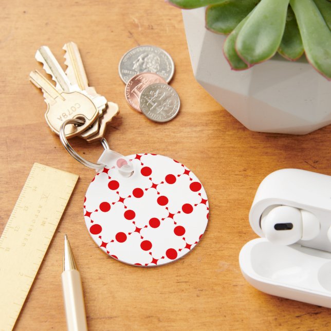 Red Polka Dots, Polka Dot Pattern, Dots, Dotted Key Ring (Desk)