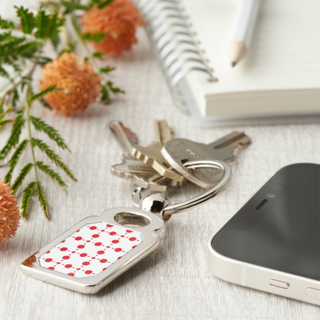Red Polka Dots, Polka Dot Pattern, Dots, Dotted Key Ring (Side)