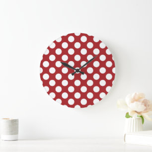 Red Polka Dots, Polka Dot Pattern, Dots, Dotted Large Clock